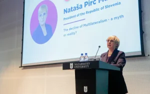 Президент Словении Наташа Пирч Мусар читает лекцию в Назарбаев университете